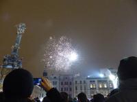 Neujahrsfeuerwerk auf dem Markt von Olomouc