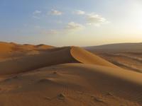 Dubai - Oman - Fahrt nach Wahiba Sands - in der Sandwüste - Sonnenuntergang auf den Dünen