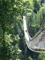 Glacier-Bernina-Reise, Fahrt zum Säntis - Stopp an der Hängebrücke in Bellwald