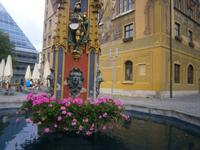 Brunnendetail, im Hintergrund das 