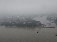 Koblenz, Blick von der Festung auf das Deutsche Eck und die Altstadt von Koblenz