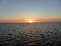 Sonnenuntergang auf Überfahrt von Jersey nach St. Malo