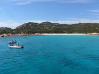 Italien, Sardinien, Bootsfahrt Maddalena, rosa Strand