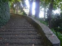 172 flache Stufen hinauf zur Pfarrkirche