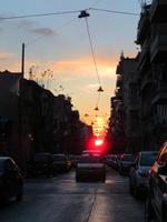 Sonnenuntergang in den Straßen Athens
