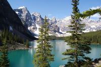 Der Moraine Lake mit Blick ins Tal der 10 Gipfel