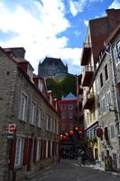 Stadtrundfahrt in Québec - Blick von der unteren Altstadt zum Château Frontenac