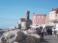 Piran, Klement-Kirche und Leuchtturm