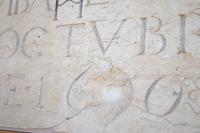 Einschussloch in der Kirche San María la Mayor, wahrscheinlich spanischer Bürgerkrieg