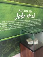 Nachbildung des berühmten Jade-Kopfes in Altun Ha