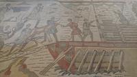 Schiffsbeladung als Mosaik in der Villa Romana