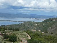 Italien, Argentario, Wanderung, Blick auf Orbitello und Gianella