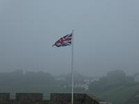Brittische Fahne auf dem Mont Orgueil Castle
