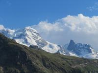 Zermatt - Folkloreabend auf Sunegga - Blick zum Breithorn und zum Kleinen Matterhorn
