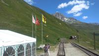 Furka-Dampfbahn, Fahrt von Realp nach Oberwald, Pause am Scheiteltunnel