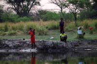 Bootsfahrt auf dem Okawango - Badetag