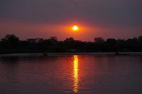 Bootsfahrt auf dem Okawango - Sonnenuntergang