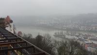 Donau und Inn Zusammenfluß in Passau, von links ( nicht sichtbar) Ilz