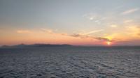 332 Abfahrt von Piräus mit Sonnenuntergang