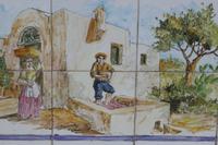 Handarbeit der Fließen - hier auf Bank in Anacapri