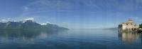 Panorama Alpen mit Schloss Chillon