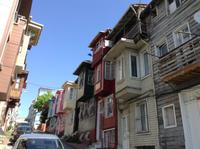 bunte Häuserzeile Holzhäuser