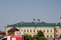Flaggen Tatarstan und Russlands in Einigkeit
