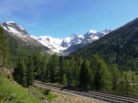 Fahrt von Tirano bis Davos mit dem Bus, Morteratsch Gletscher