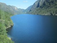 Blick von der Erfjordbrücke auf den Tyssefjord