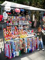 Souvenirsverkäuferin auf dem Griboedow-Kanal