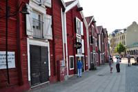 Der historische Hafen von Hudiksvall - mit seinen hölzernen SpeicherhÃ€usern