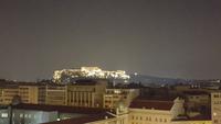 Blick auf die Akropolis bei Dunkelheit