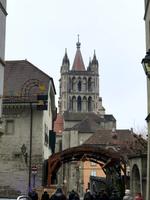 Lausanne, Blick zur Altstadt mit Kathedrale