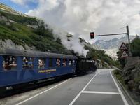 Fahrt zum Grimselpass - Begegnung mit der Furka-Dampfbahn bei Gletsch