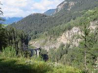 Fahrt mit dem Nostalgie-Zug von Davos nach Filisur - Blick zum Landwasserviadukt