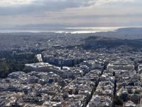 Blick vom Lykabettushügel auf Athen u. das Meer