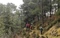 Waldpfad von Stavros tou Agiasmati nach Panagia tour Araka, es schneit
