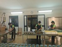 Bei einer Bauernfamilie werden gerade die Oliven in Gläser gefüllt, Malta