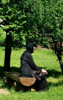 Diese Nonne hat sich ein schattiges Plätzchen gesucht, Sucevita