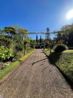 Gemusterte Wege im Palheiro Garden aus Kalkstein und Basalt