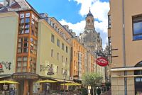 Münzgasse mit Frauenkirche in Dresden