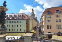 Blick von der Brühlschen Terrasse auf Münzgasse und Frauenkirche