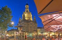 Abschluss im Biergarten am Dresdner Neumarkt mit Blick zur Frauenkirche