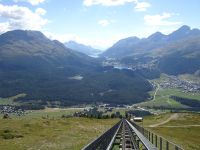 Blick vom Muottas Muragl auf St. Moritz und das Oberengadin