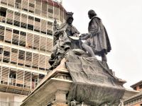 Kolumbus kniet vor Isabella von Portugal