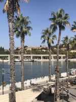 Malaga Im Hafen Blick zur Festung