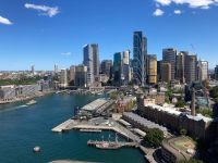 19. Reisetag – Freizeit in Sydney – Spaziergang über die Harbour Bridge – Blick vom Pylon Lookout auf die Innenstadt