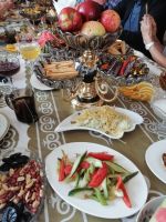 unser Mittagessen bei der Familie im Jurtencamp im Bergtal Kara-Kojun