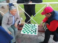 Stadtrundgang durch Bischkeck, Schachspieler im Park