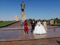 Hochzeit Fotoshooting, Ak Saray Palace, Statue von Amir Timur